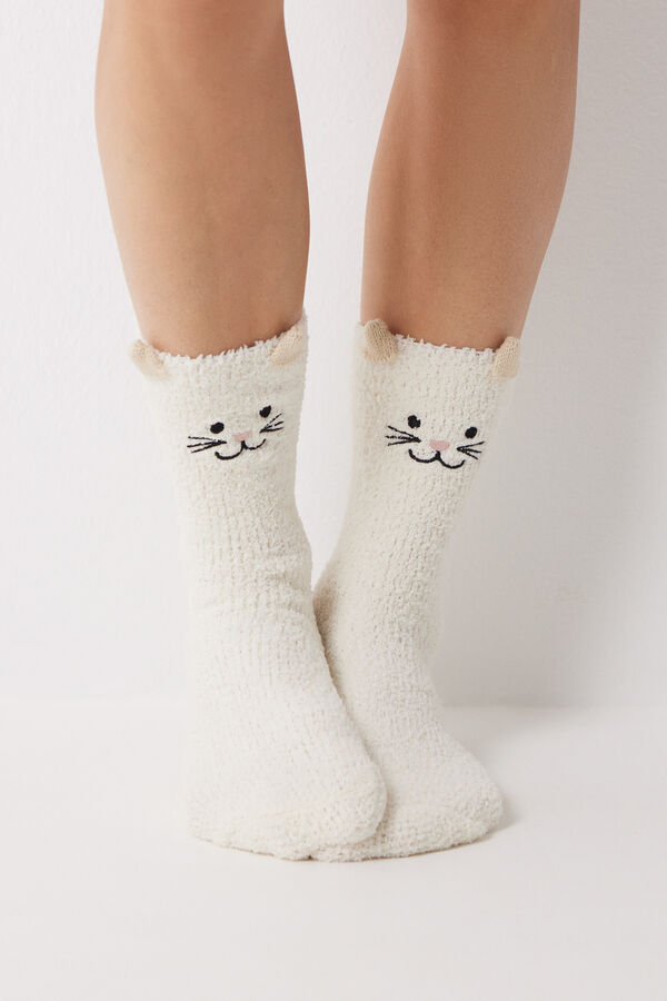 Womensecret Calcetines pelo gato blanco