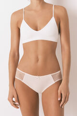 Womensecret Panty ancha de tul de algodón rosa rosa