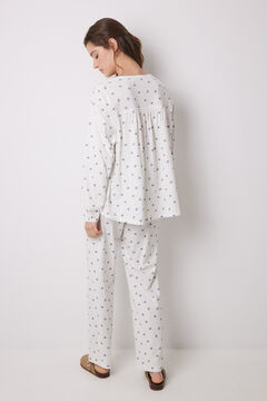 Womensecret Pijama larga 100% algodón blanca flores estampado