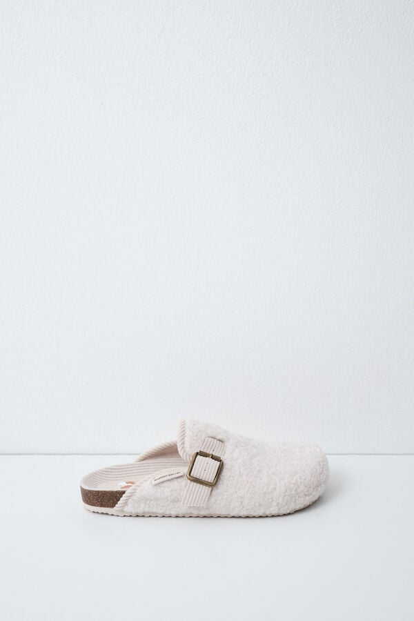 Women'secret Pantuflas zueco borreguito marfil