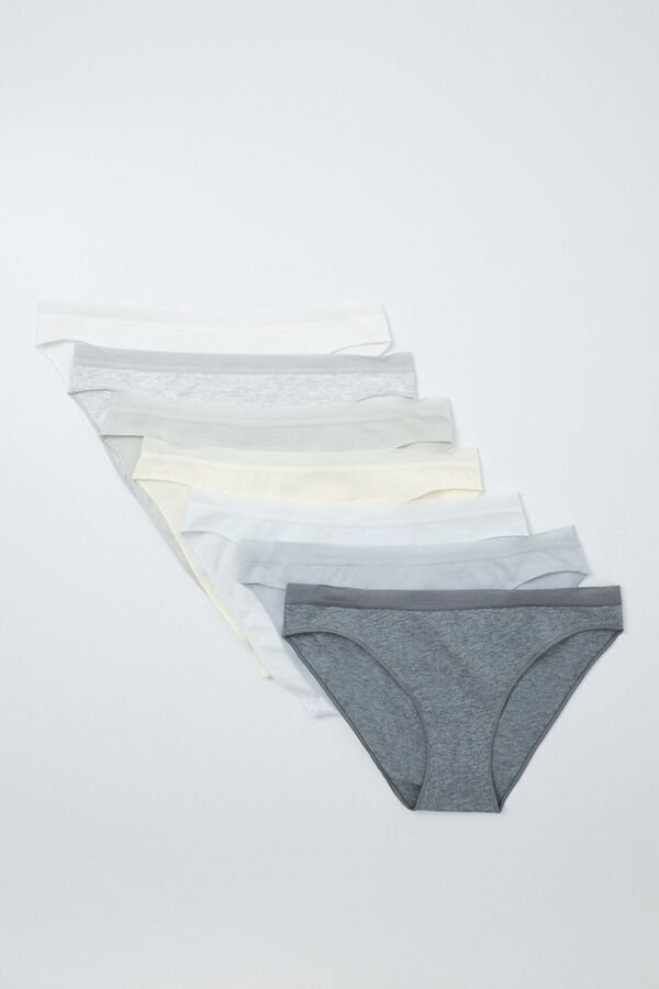 Women'secret Pack 7 bragas cl&aacute;sicas algod&oacute;n lisas blanco