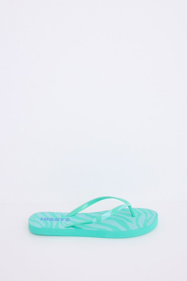 Womensecret Chanclas con estampado de logo verde estampado