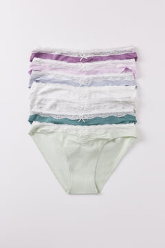 Womensecret Pack 7 panties clásicos algodón frunce y encaje blanco