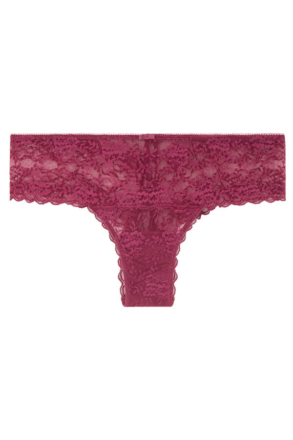 Womensecret Panty brasileña ancho encaje guinda rosa