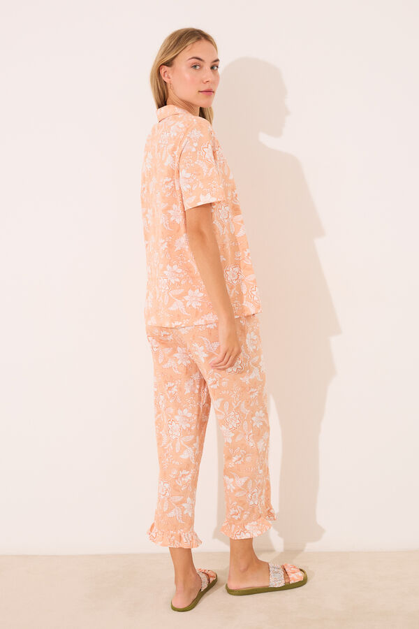 Womensecret Pijama camisera Capri de algodón naranja naranja