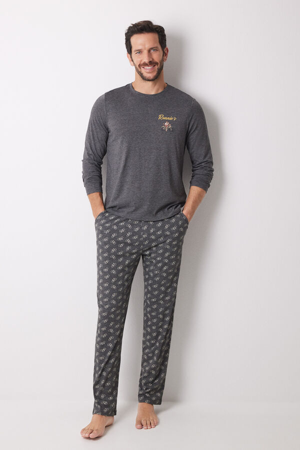Womensecret Pijama larga hombre algodón Ronnie's gris
