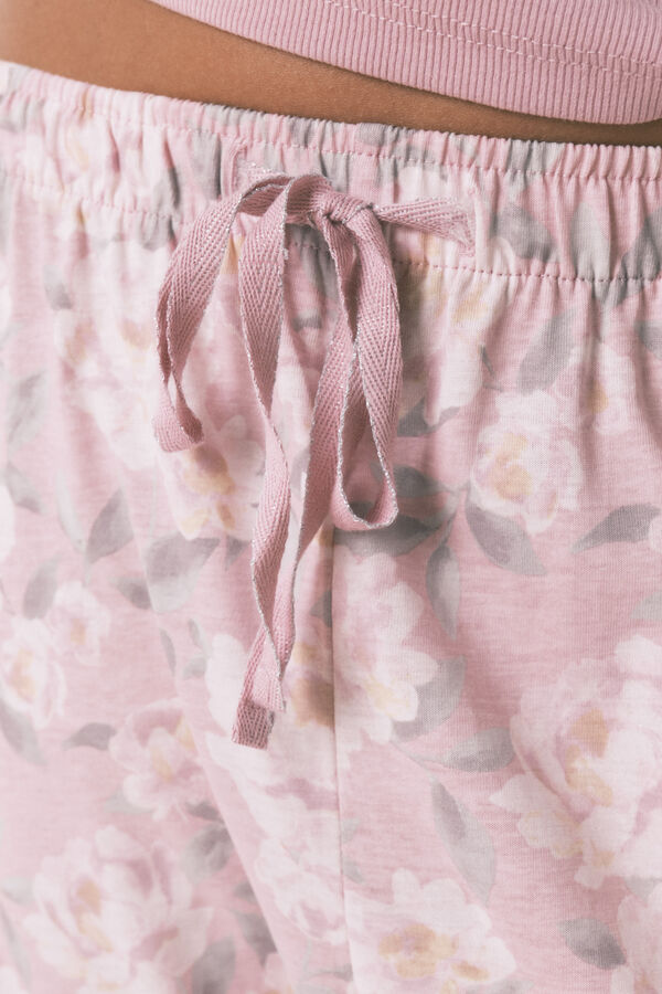 Women'secret Pijama larga con estampado floral rosa rosa