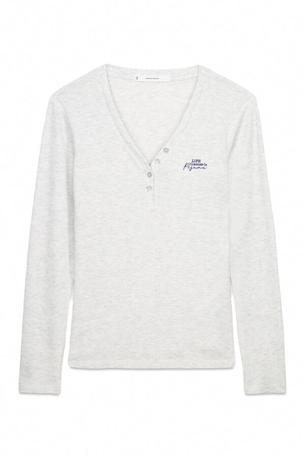 Women'secret Playera manga larga waffle gris gris