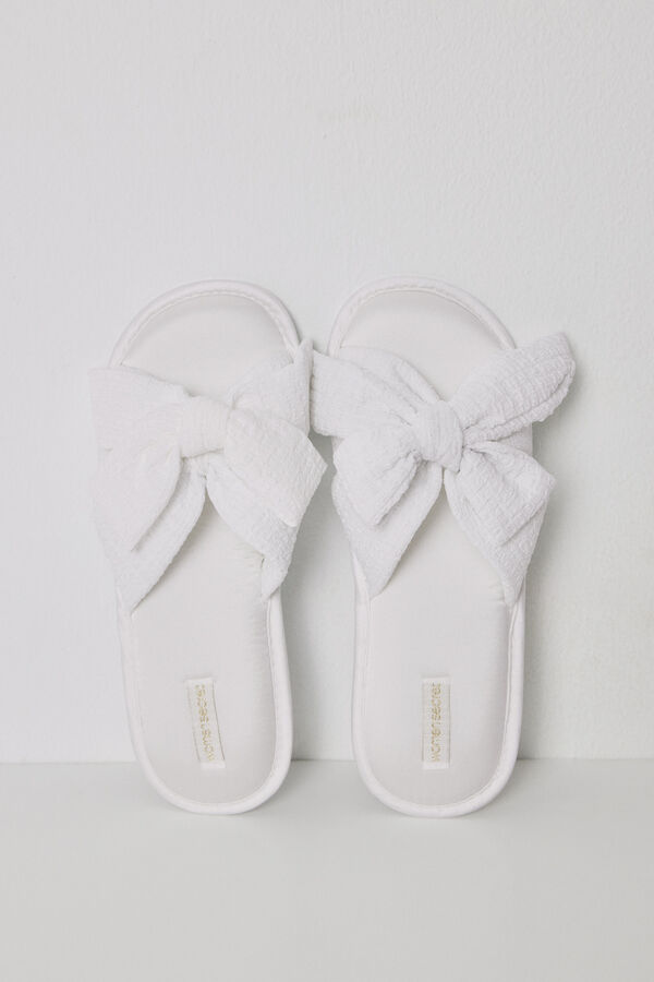 Womensecret Pantuflas casa satín lazo marfil