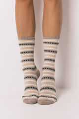 Women'secret Calcetines largos de color beige con rombos beige