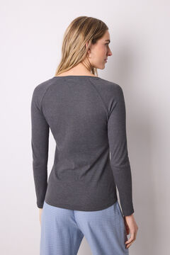 Womensecret Playera de manga larga acanalada de Snoopy gris