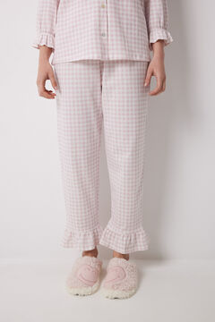Womensecret Pijama camisera larga 100% algodón rosa cuadros rosa