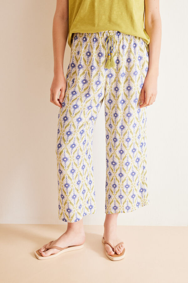 Womensecret Pantalones capri estampado ikat estampado