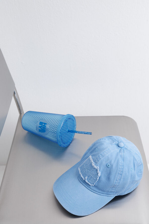 HI&BYE Gorra de algod&oacute;n azul claro con logo bordado azul