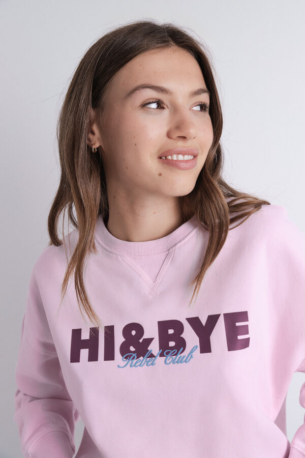 HI&BYE Sudadera de felpa rosa liso rosa