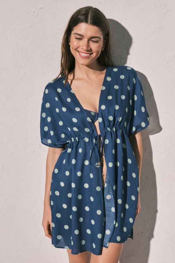 Women'secret T&uacute;nica corta estampado de puntos de crep&eacute; ligero estampado