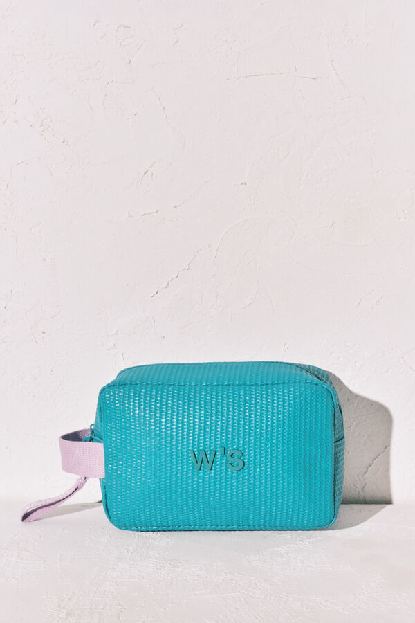 Women'secret Neceser engomado textura rafia azul verde