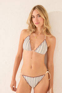 Womensecret Panty de bikini clásica de rayas tejidas en gris gris