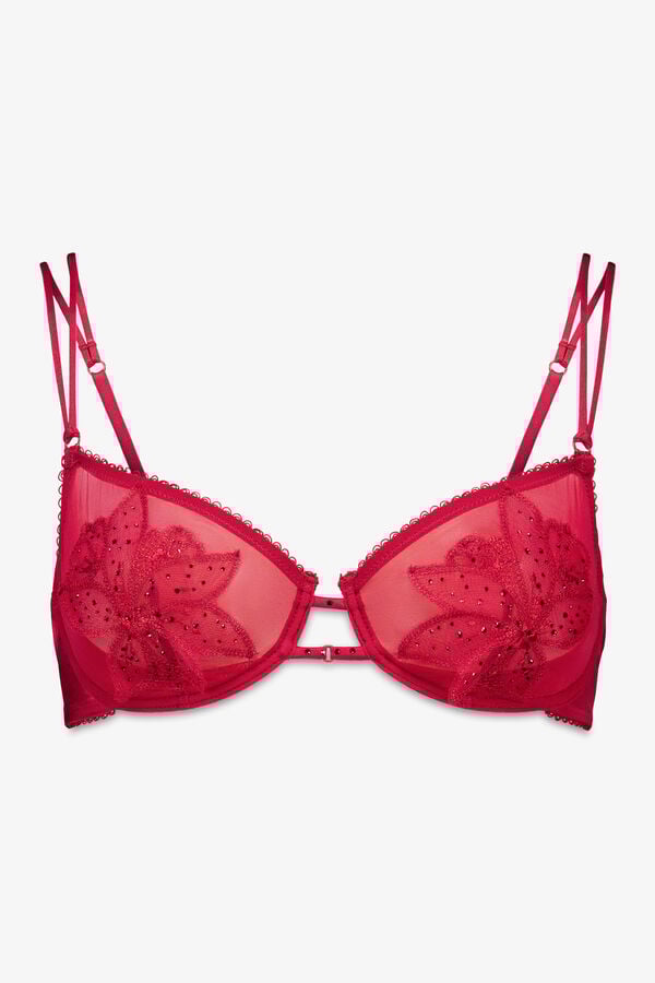 Women'secret Brasier balconette PRETTY tul rojo brillo rojo