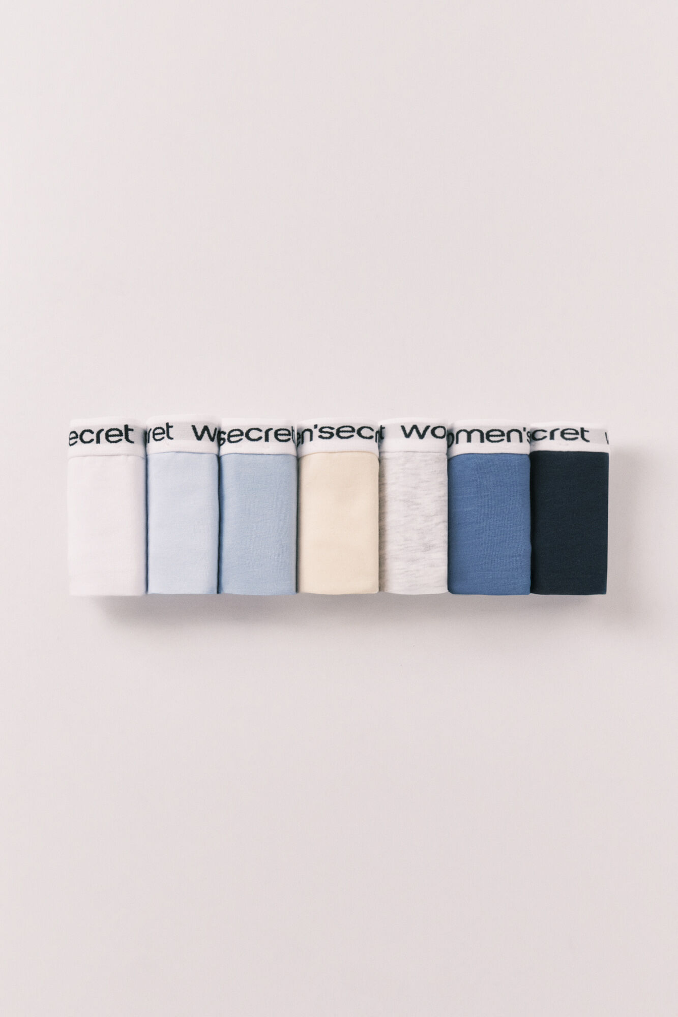Women'secret Pack 7 tangas de algod&oacute;n lisas con logo