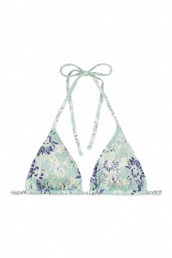 Women'secret Top de bikini triangular de cortina estampado tie-dye verde estampado
