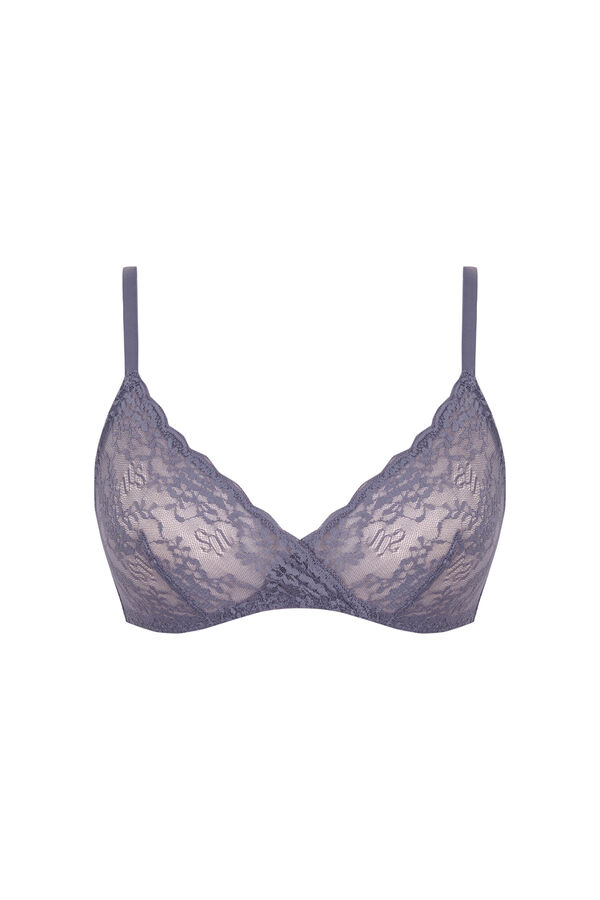 Womensecret Brasier triangular de encaje azul NATURAL azul
