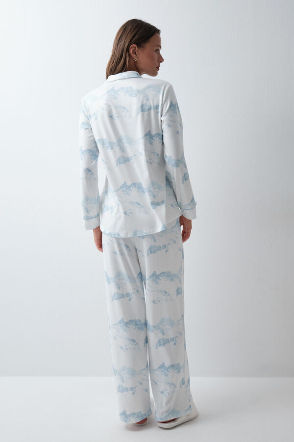 Women'secret Pijama camisera estampado monta&ntilde;as blanco