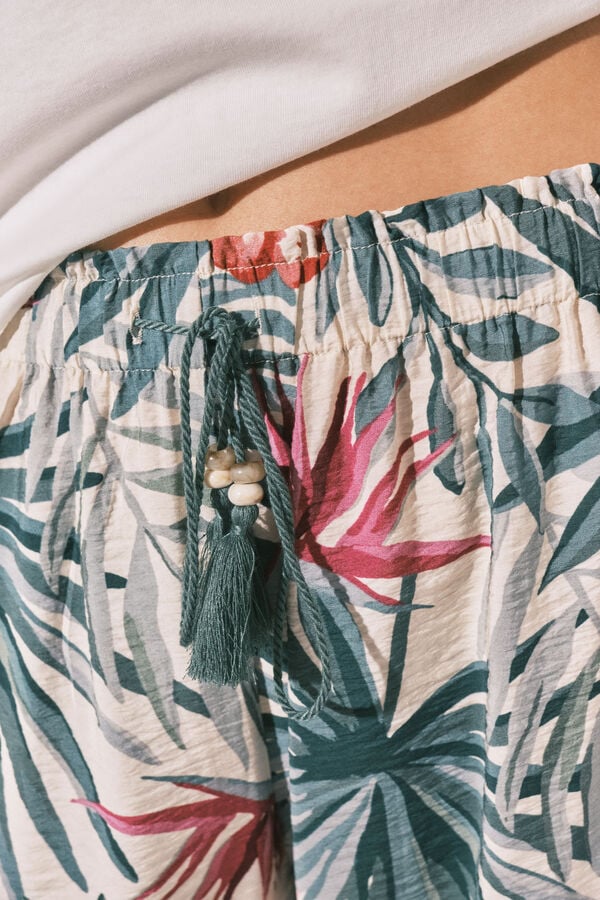 Women'secret Pantal&oacute;n largo estampado verde verde