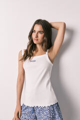 Women'secret Pijama corta de tirantes blanca marfil