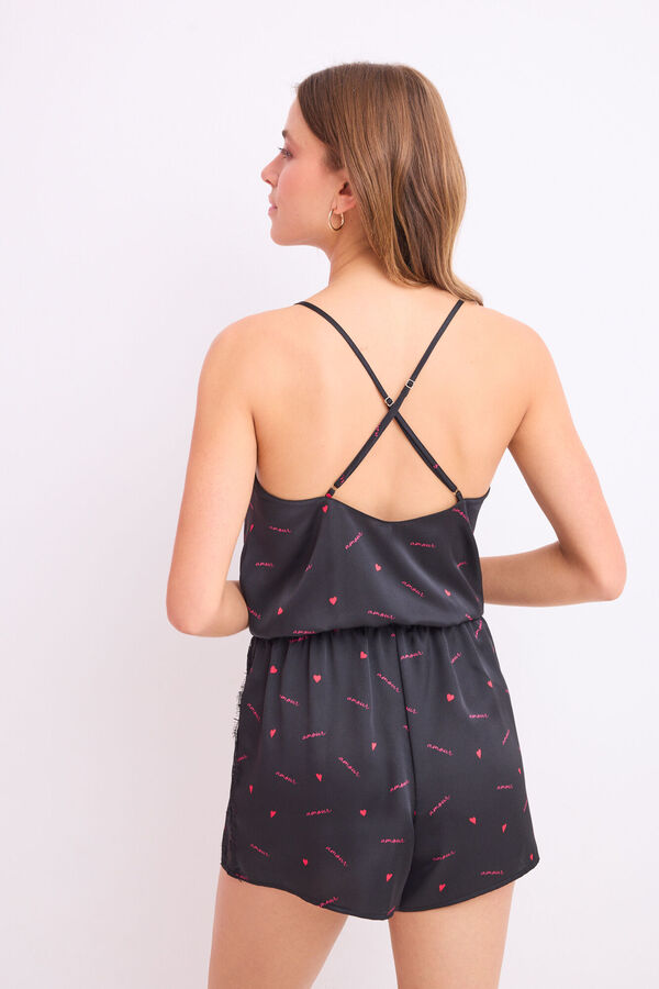 Womensecret Jumper satén negro estampado  negro