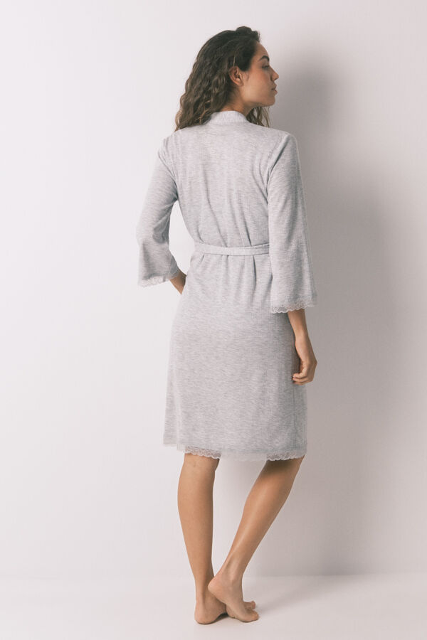 Womensecret Bata de premamá de punto gris oscuro gris