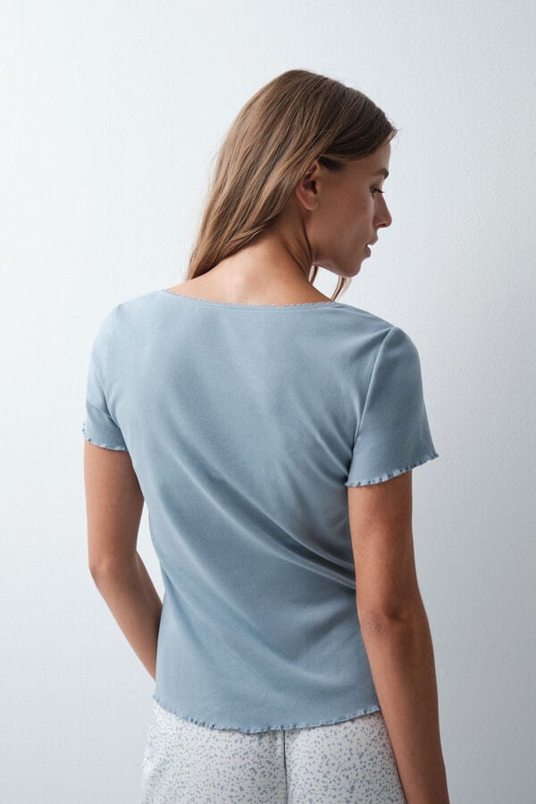 Women'secret Playera manga corta de algod&oacute;n azul azul