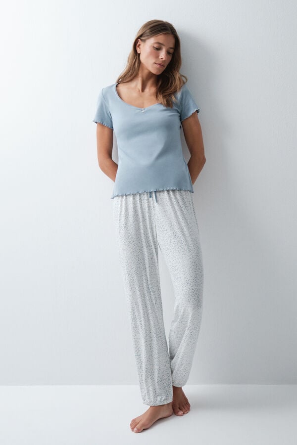Women'secret Playera manga corta de algod&oacute;n azul azul
