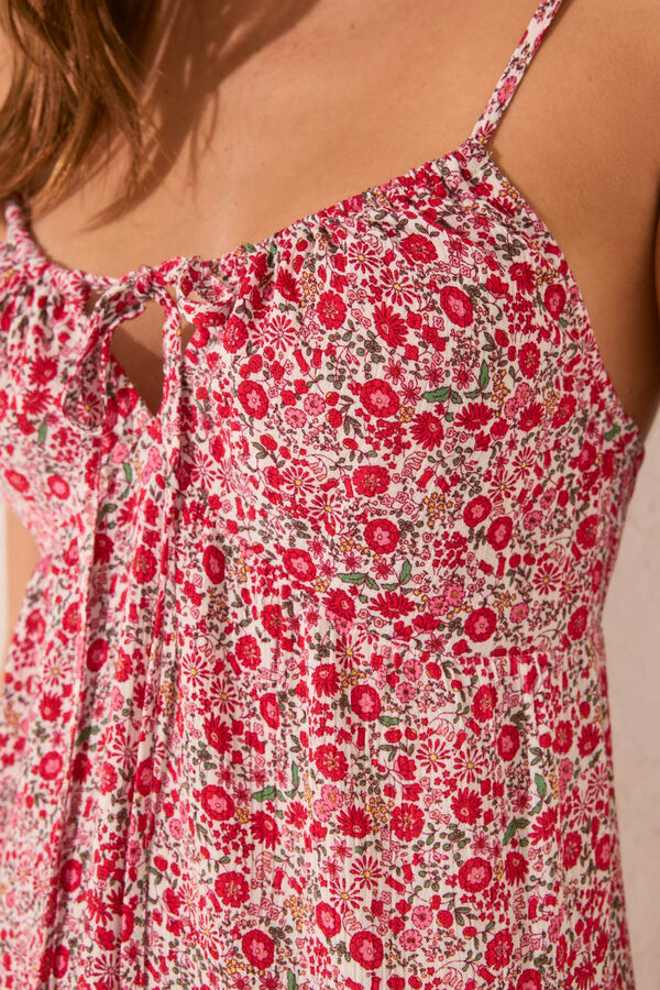 Womensecret Vestido corto mini corto con estampado floral crema short blanco