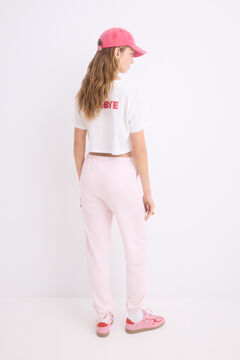 Womensecret Pantalón largo jogger felpa rosa rosa