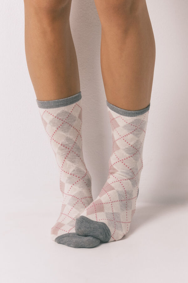 Women'secret Pack de 3 calcetines largos de rombos  estampado