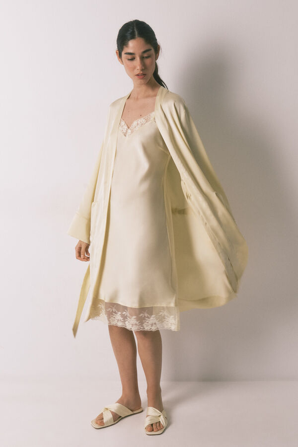 Women'secret Bata corta sat&eacute;n amarilla amarillo