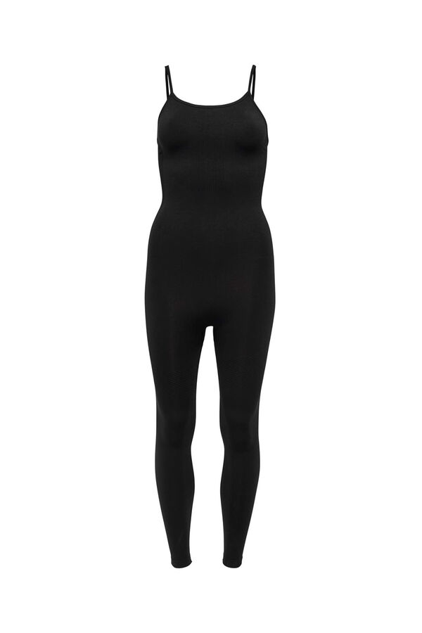 Only Play Jumpsuit negro sin costuras con tirantes acanalados negro