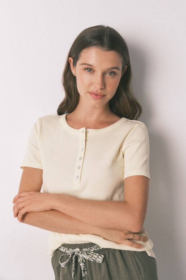 Women'secret Playera manga corta de algod&oacute;n amarilla amarillo