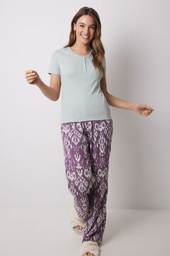 Womensecret Playera manga corta canalé verde gris