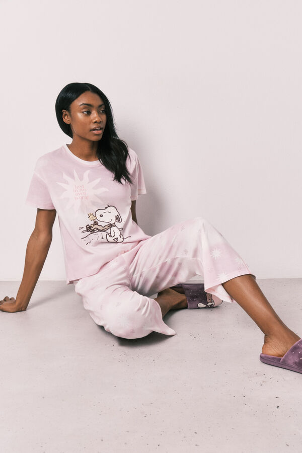 Women'secret Pijama capri Snoopy de algod&oacute;n rosa
