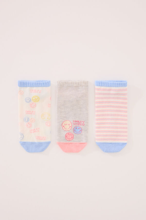 Womensecret Pack de 3 calcetines short Smiley estampado