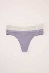 Womensecret Pack de 3 tangas de algodón acanalado blanco