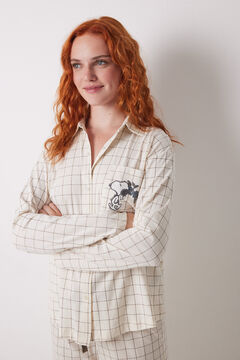 Womensecret Pijama camisera 100% algodón cuadros marfil
