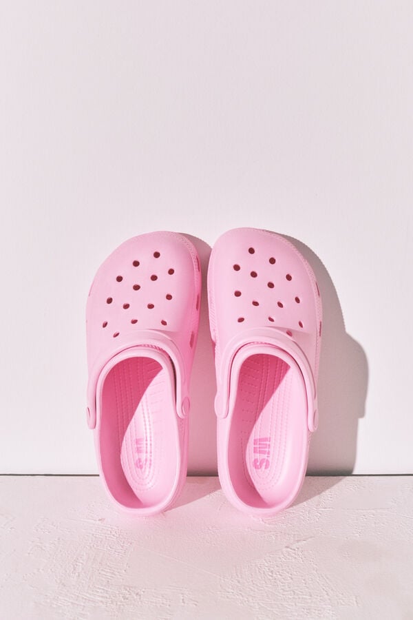 Women'secret Pantunflas zueco de goma rosa rosa