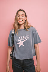 HI&BYE Playera manga corta de algod&oacute;n gris gris