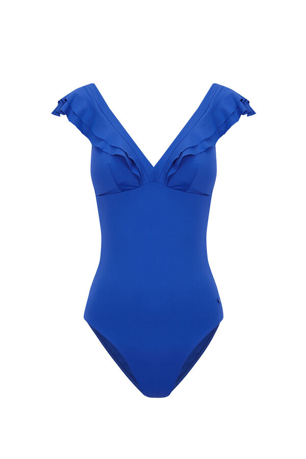 Womensecret Traje de baño moldeador con escote en V azul azul