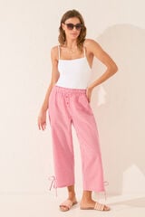 Womensecret Pantalón capri de cuadros rojos púrpura