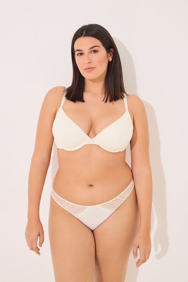 Womensecret GORGEOUS brasier push up de encaje y micro marfil marfil