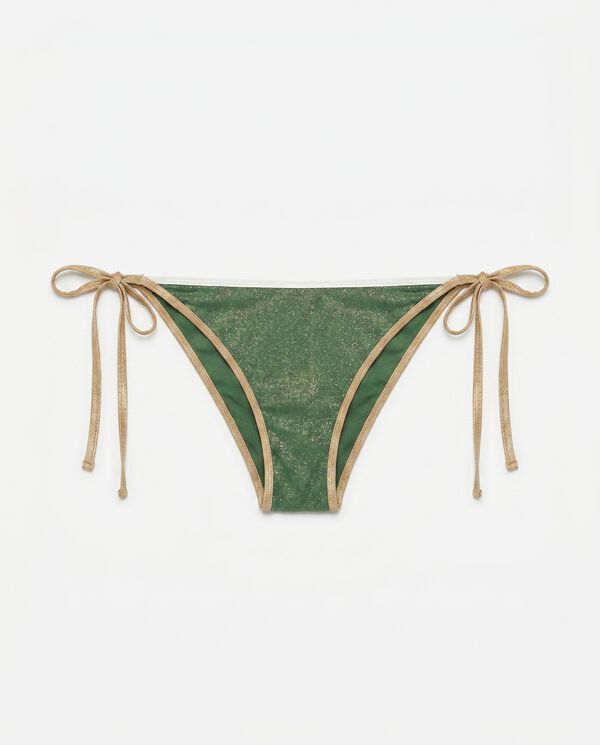 Women'secret Panty de bikini de tiras efecto U verde lurex kaki